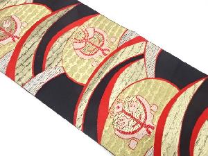 抽象花に波模様織り出し　名古屋帯